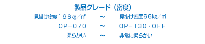 製品グレード（密度）オプシーラー、発泡倍率